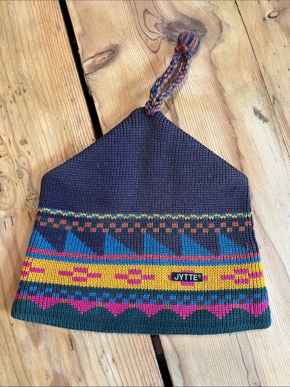 JYTTE O/S Purple Fair Isle Retro 100% Wool Cap Beanie Hat